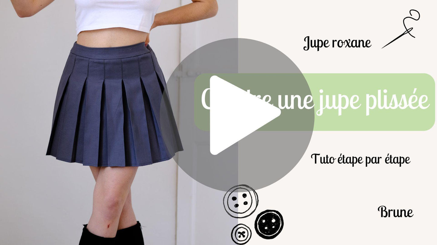 Patron de couture mini jupe plissée taille haute