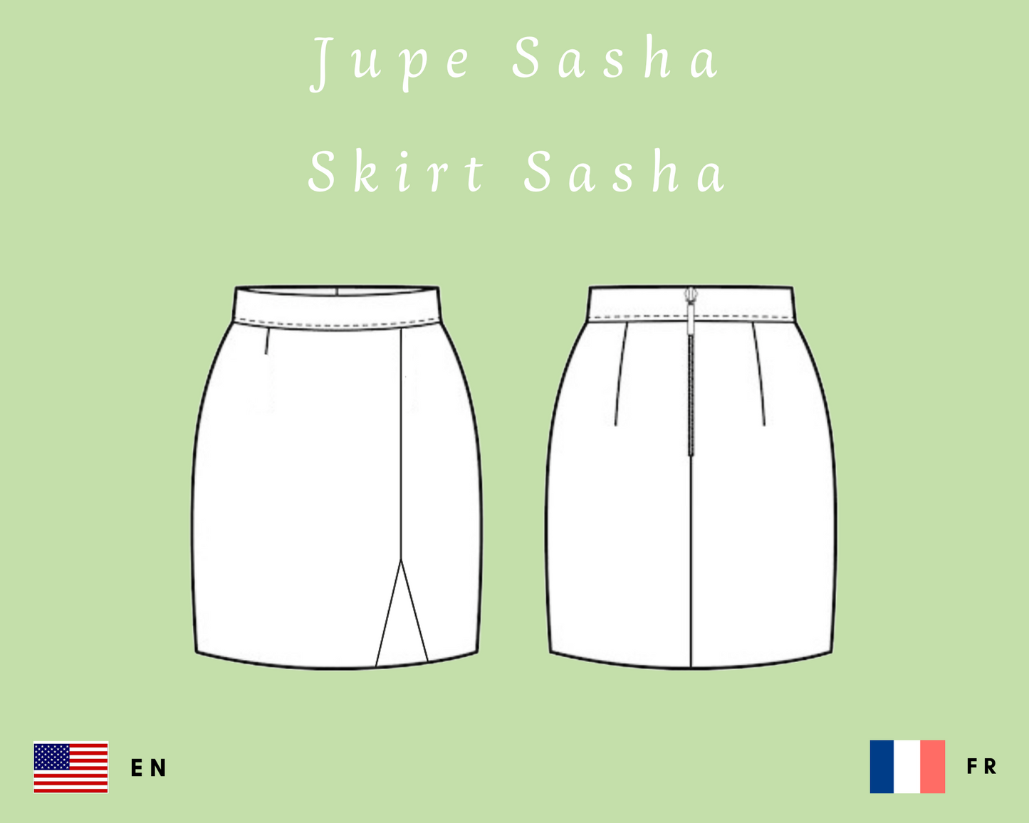 Patron PDF mini jupe taille haute avec fente