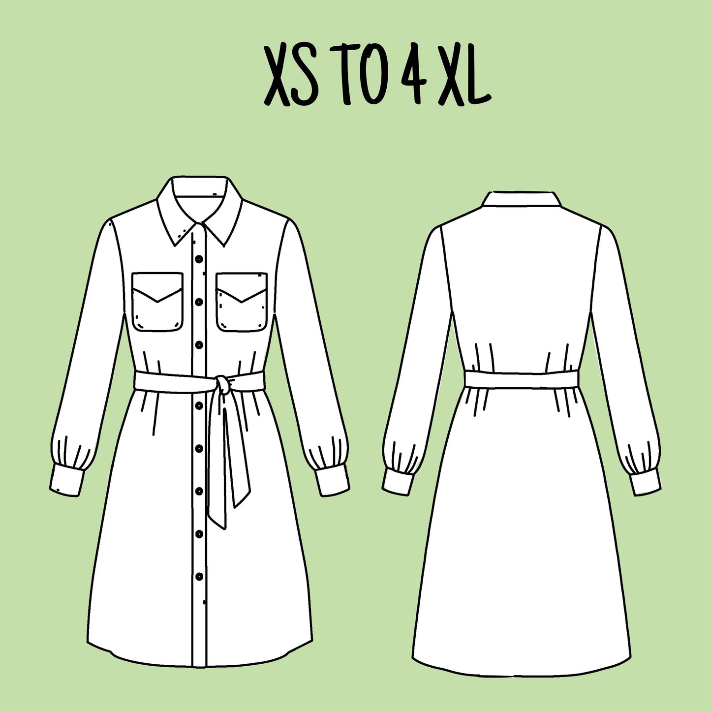 Patron robe saharienne ceinturée | PDF | Robe chemise