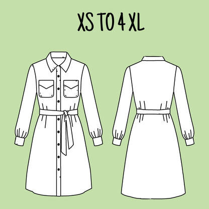 Patron robe saharienne ceinturée | PDF | Robe chemise