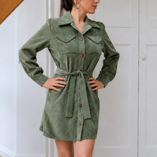 Patron robe saharienne ceinturée | PDF | Robe chemise