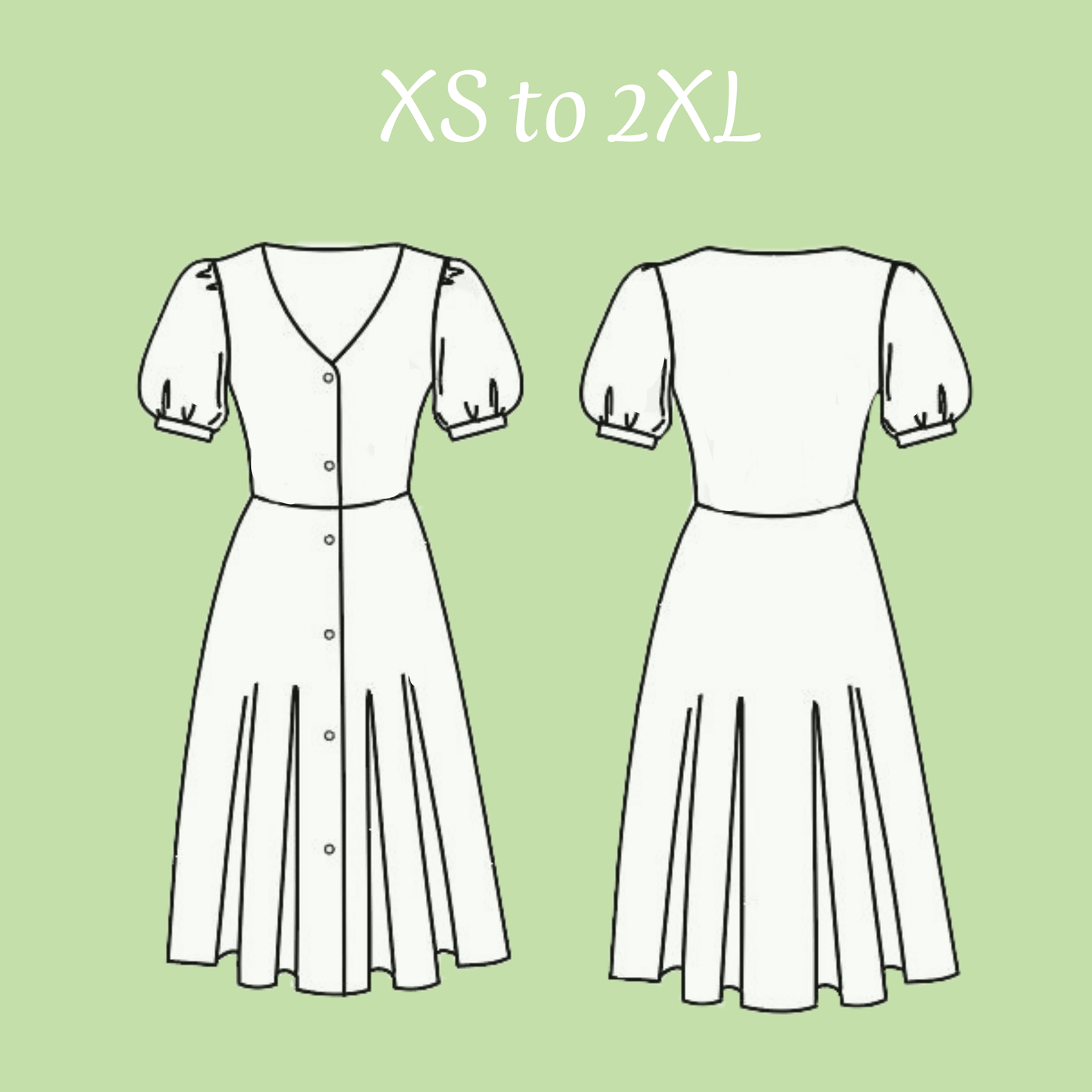 Patron PDF robe vintage rétro - manches bouffantes - jupe volumineuse - Brune couture