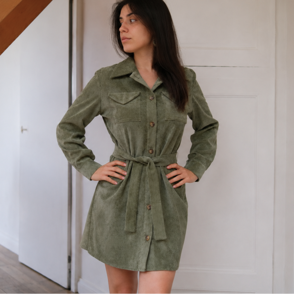 Patron robe saharienne ceinturée | PDF | Robe chemise